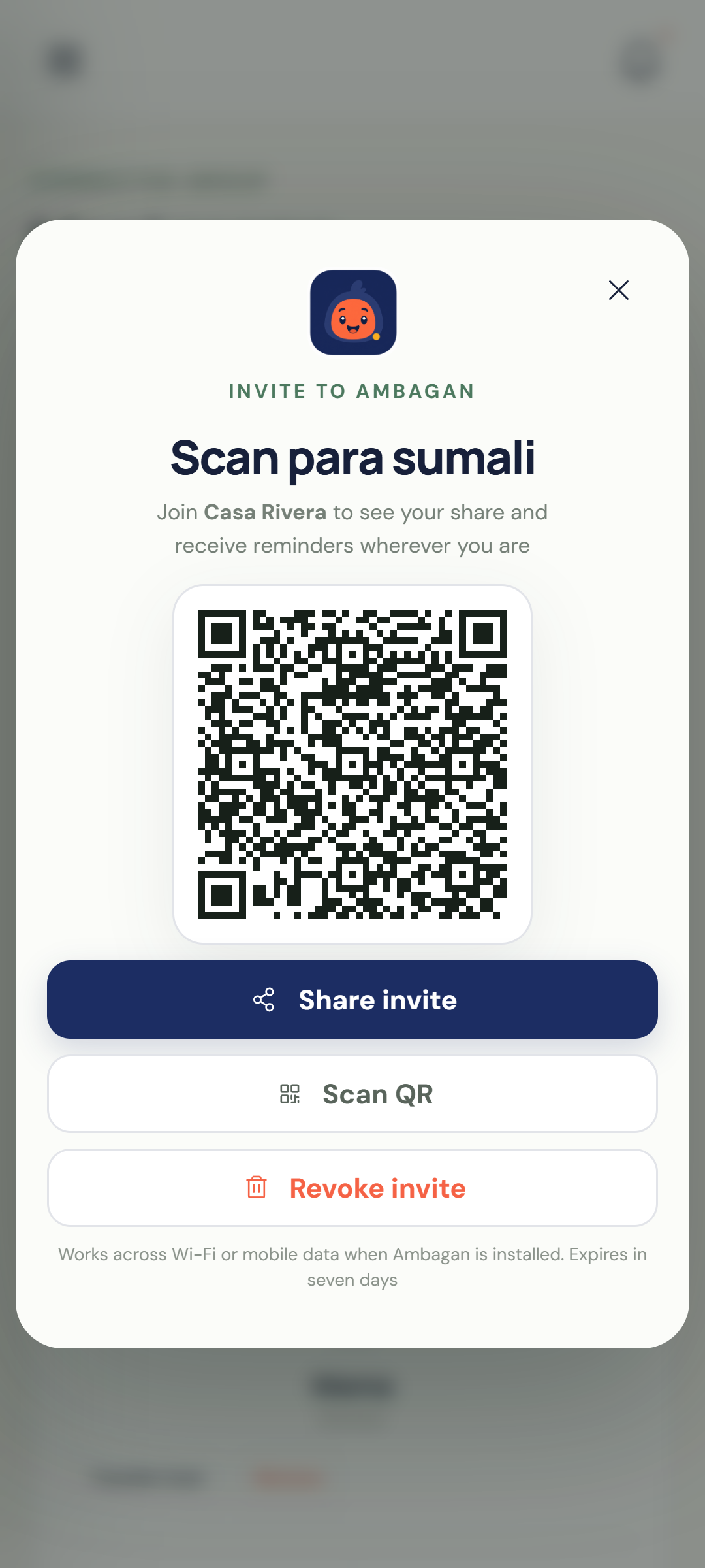 Private Ambagan group QR invitation